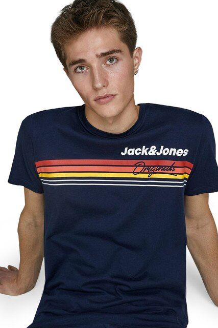 JACK & JONES JORVENTURE-PRINT T-SHIRT | BLUE